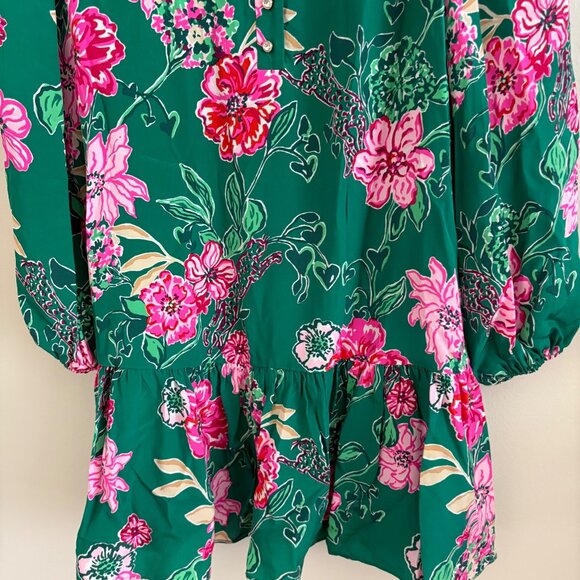Lilly Pulitzer Evaline Long Sleeve Knee Length Silk Dress Floral Women’s Size 0 - Picture 4 of 7